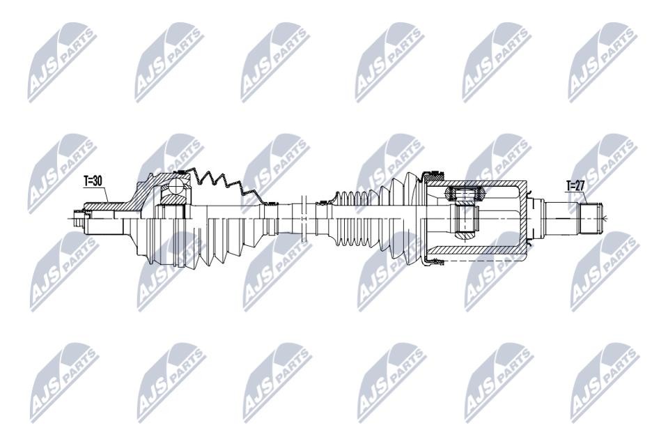 NTY Drive Shaft NPW-ME-204 For Mercedes-Benz Front Axle Right, 554 mm