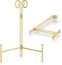 Golden Plate Stand for Display, 6 Inch Decorative Picture Frames Holder, Gold 