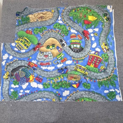 Lori P. Struble Town Road Map Novelty Cotton Fabric Remnant 35x40 vintage