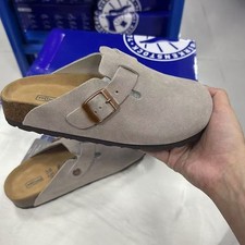 Image of Birkenstock Taupe Suede Leather Boston Soft Footbed UK SIZE