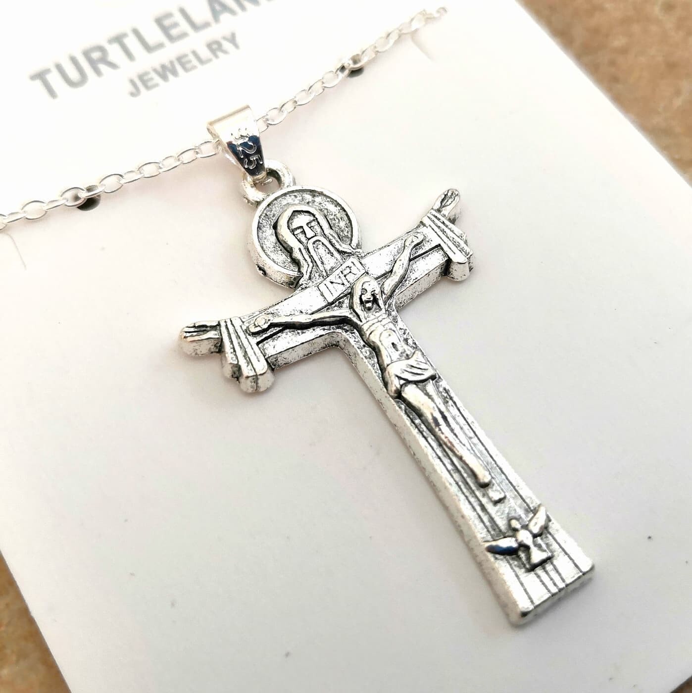 925 Sterling Silver 3D Christian Jesus Christ Cross Catholic Crucifix ...