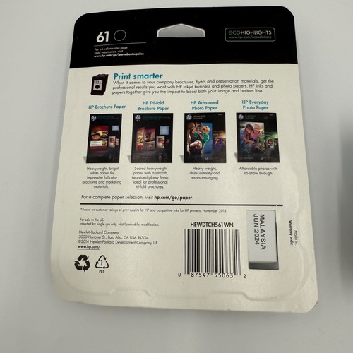 HP #61 2 Pack Combo Ink Cartridge 61 Black and Color - NEW - Picture 5 of 14