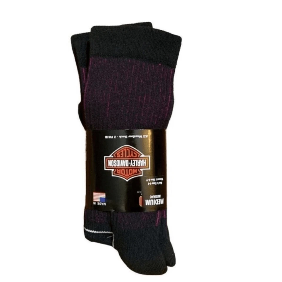 Calcetín de montar Harley-Davidson negro y fucsia, 2 pares, nuevo con etiquetas Foto 2 de 4