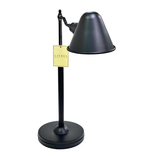 Ralph Lauren Classic Adjustable Desk Lamp Black Metal with Conical Black Shade
