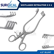 Weitlaner Retractor 4.5" 3x4 Prong BLUNT Stainless Steel German Grade