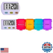  4 in 1 1 Day 4 Times Pill Organizer 5 Alarms Timer Clock, Large Compartment