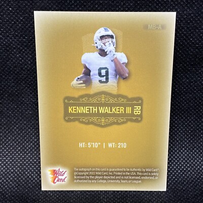50! 🚨2022 Wild Card Kenneth Walker III RC Auto Seattle Seahawks