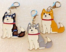 Malamute Husky Fawn Gris Negro Perro Cachorro Cartera Dije Cuelga Cremallera Tirar Joyería