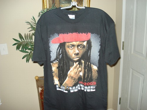 RARE Vintage 2008/09 Lil Wayne AUTOGRAPHED Rap Tour t PAIN shirt size MEDIUM
