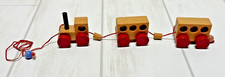 VTG Wooden Toy Train Pull String Toy Red Wheels 3 cars