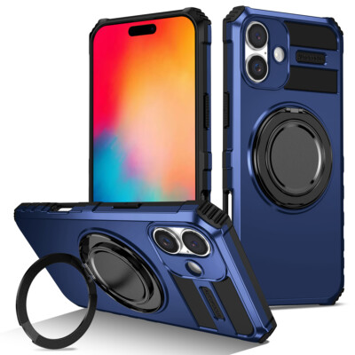 For iPhone 16 Pro Max 15 14 13 12 11 Shockproof Magnetic Ring Stand Case Cover