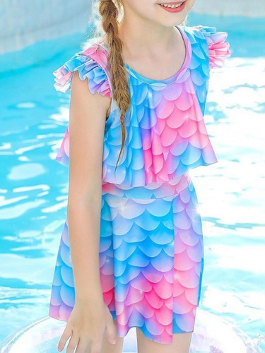 Kids Girls Beachwear Seaside Dress Active Swimsuit Bathing Suit Outfits Shiny - Picture 75 of 82