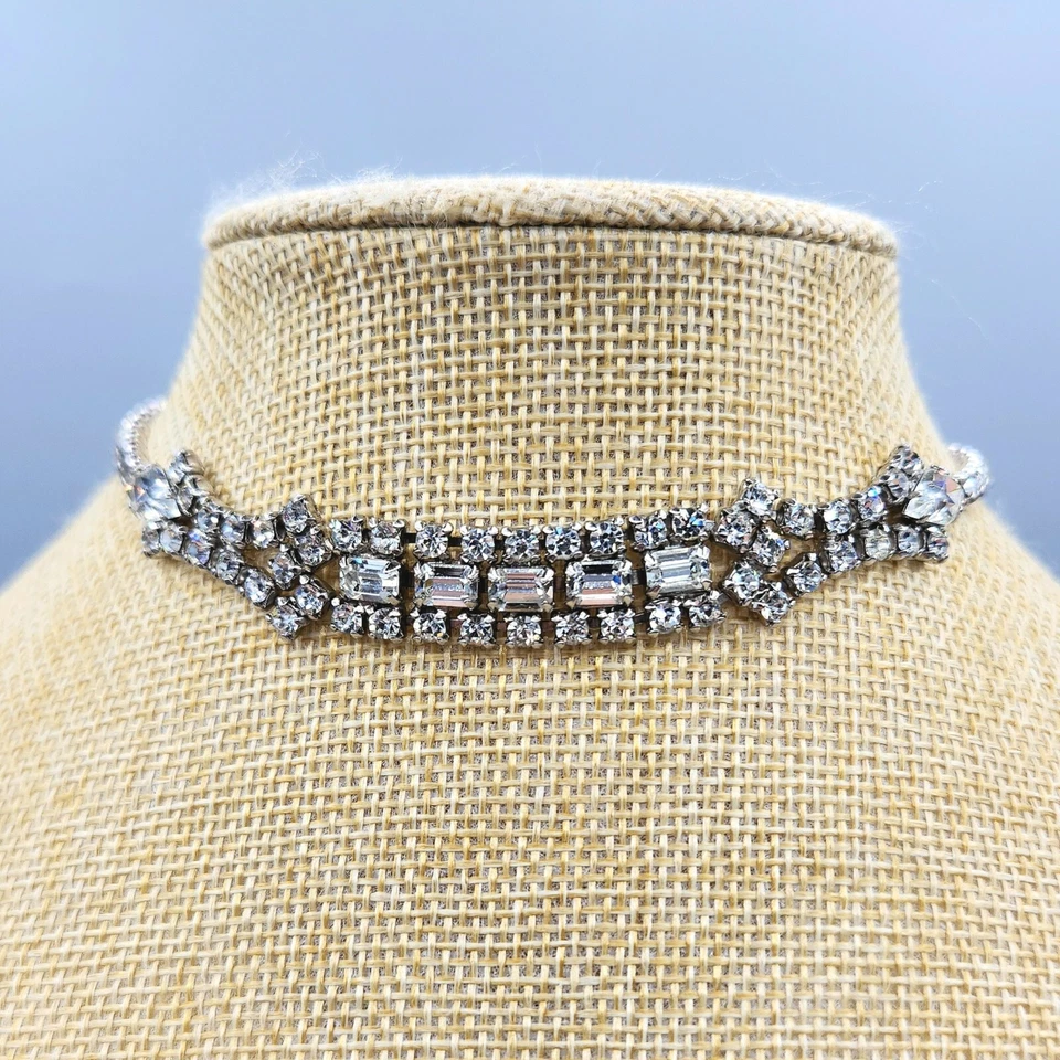 Collar gargantilla vintage baguette pera chaton estrás elegante collar perro 15" Foto 3 de 4