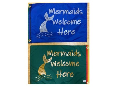  MERMAIDS WELCOME HERE 12'' x 18'' Double Sided 200denier Flag Pool Party Home USA