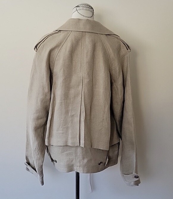 RARE NWT Alexander Wang Khaki Tan Burlap Linen Asymmetrical Unique Jacket image 3