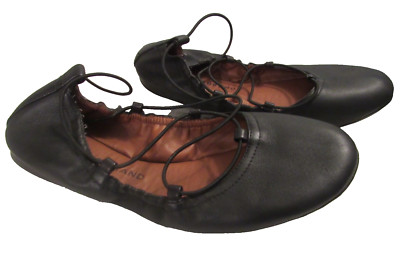 LUCKY BRAND LP-Eaviee Ballerina Flats Black Leather Size 6/36