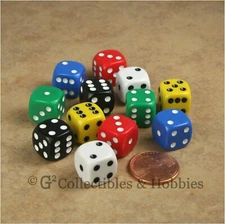 NEW Set of 12 Multicolored 12mm ROUNDED EDGE RPG Game Koplow D6 Dice - 6 Colors