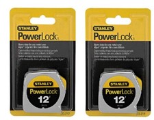 Stanley 33-212 1/2" x 12' foot Powerlock Tape Rule Measure - Pack of 2