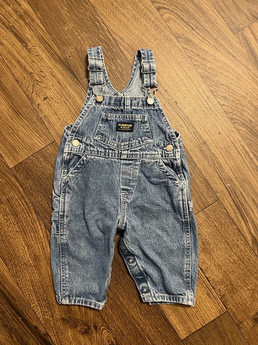 OSHKOSH B'gosh Overalls Size 12 Month VINTAGE 90s Long Pants Light