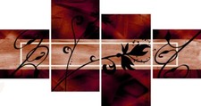 Large Rust Multi Panel Wall Art Canvas Pictures Abstract Set Leaf Dinning Room