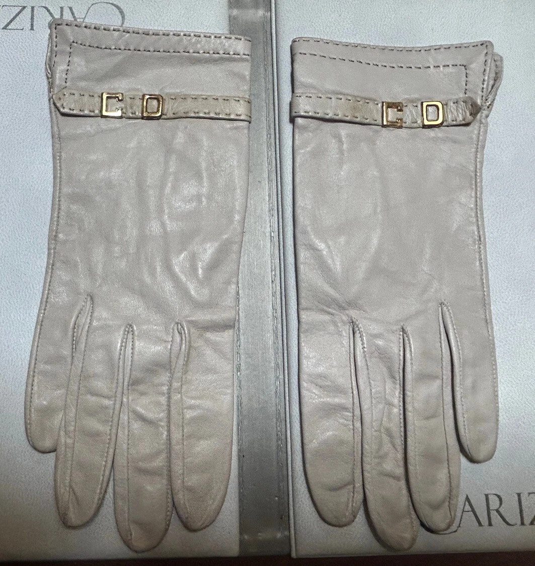 Rare Gants Vintage CHRISTIAN DIOR   Cuir Beige   Taille 6