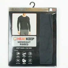 NEW HeatKeep Midweight RIBBED Men's Long Sleeve Crew Neck CHARCOAL GRAY 38