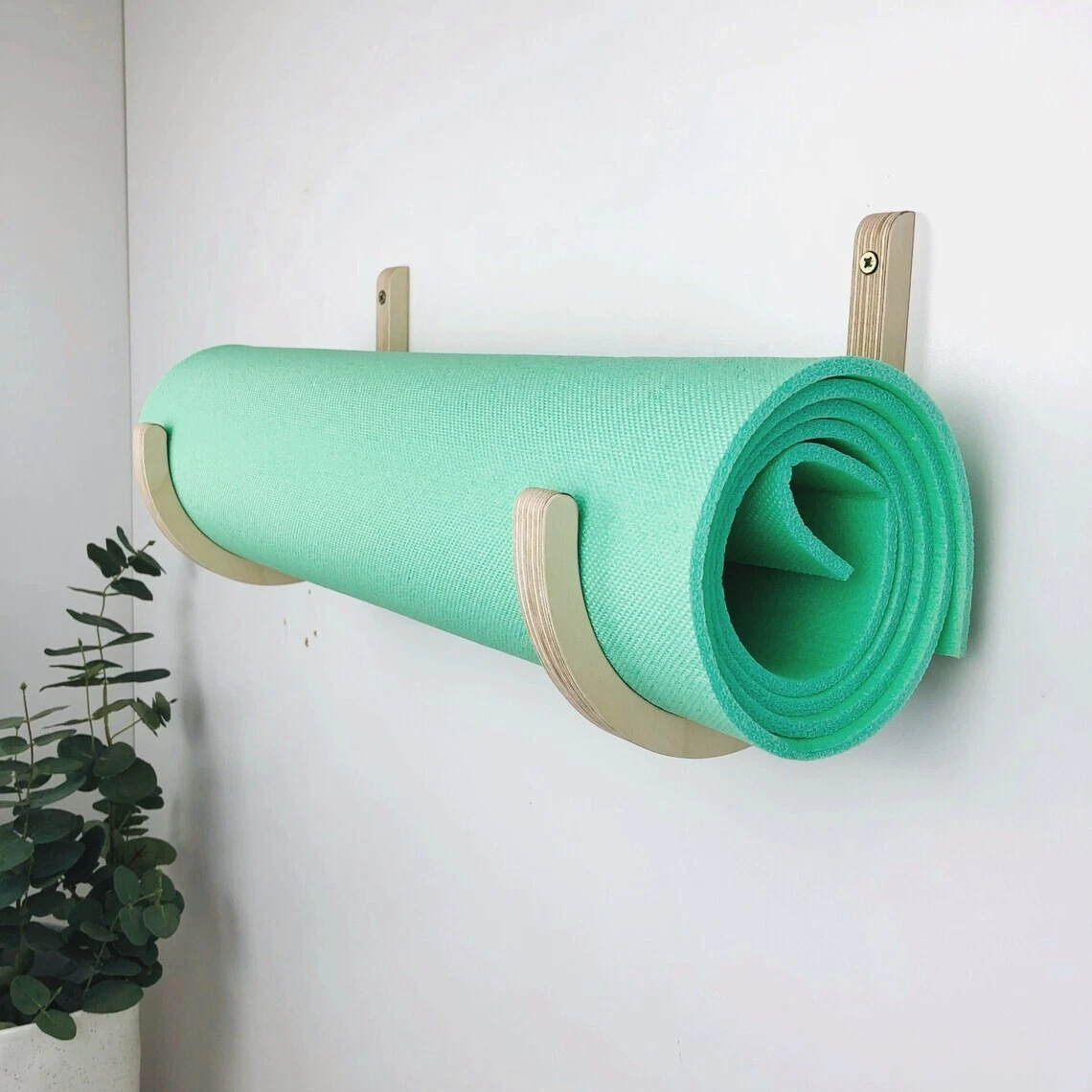 Plywood Yoga Sport Gymnastics Mat Hook Home Gym Storage Wall