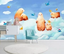 3D Polar Bear Baby G7774 Wallpaper Wall Murals Removable Self-adhesive Honey