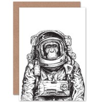 Schimpanse Affe Astronaut Weltraumtier Geburtstagskarte
