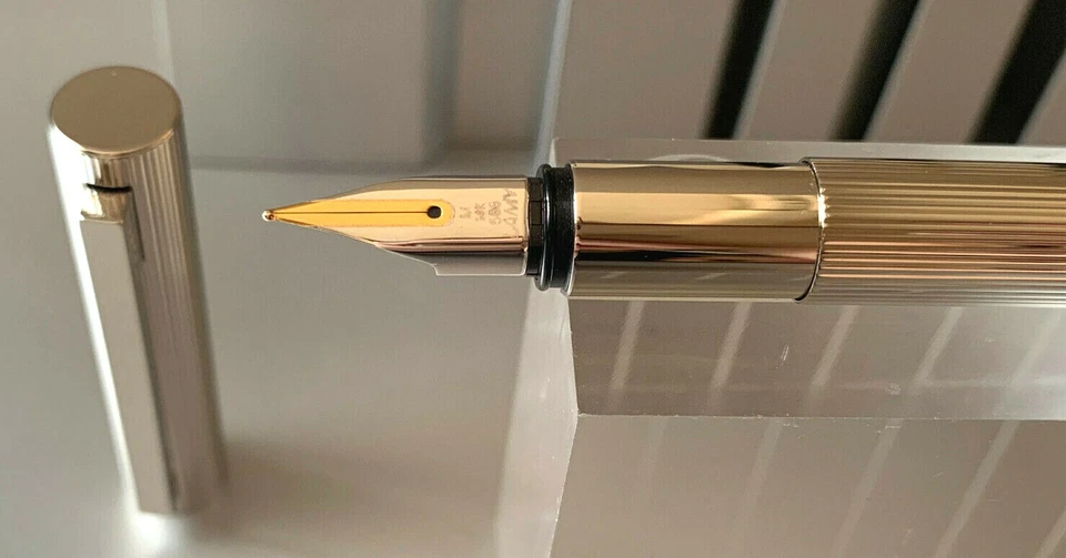 Lamy cp1 Füllhalter 14 kt. Goldfeder Füllfederhalter Platinum Finish F M B  - Bild 3 von 4