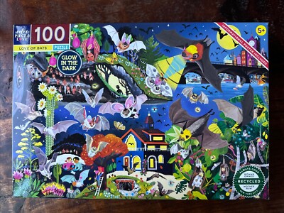 eeBoo Love of Bats Glow in the Dark 100 Piece Jigsaw Puzzle/ ages