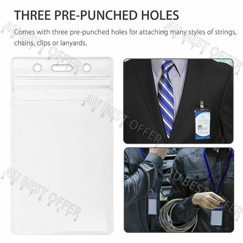 Clear Plastic ID Card Holder Pouch 20PCS PVC Lanyard Work Badge Zip Lock AUS - Picture 10 of 11