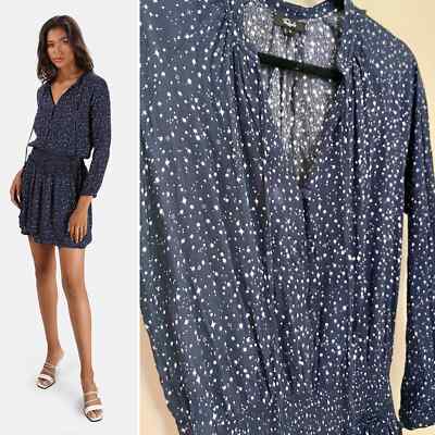 Rails Jasmine Navy Nova Star Smocked Waist Ruffle Dress S