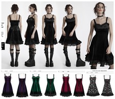 Punk Rave Women Black Gothic Punk Gradient Cute Velvet Short Dress Halter Dress