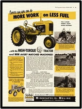 Minneapolis Moline Model BF Tractor Ad 9" x 12" Metal Sign