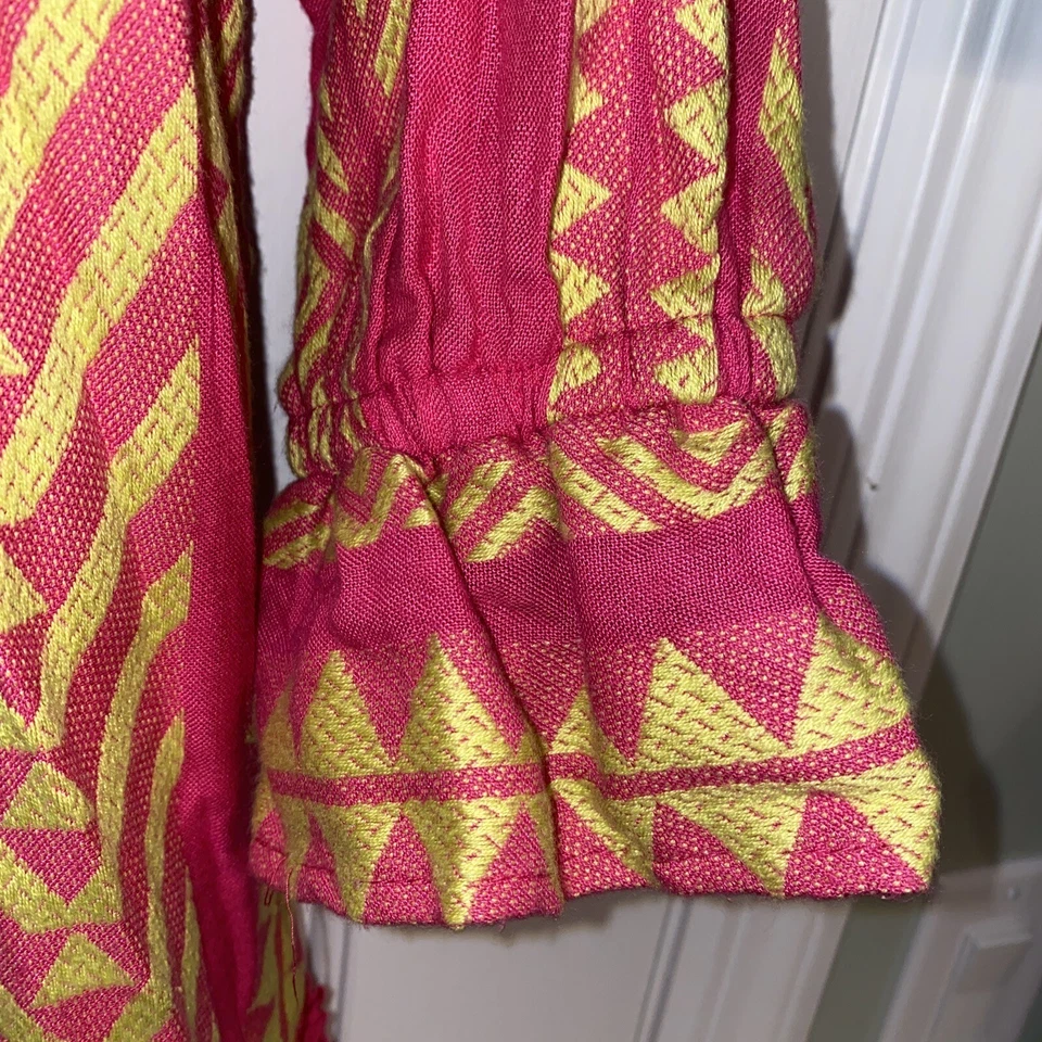 Nuevo con etiquetas Vestido túnica bordado Dominique rosa y amarillo Maeve talla S Anthropologie Foto 4 de 4