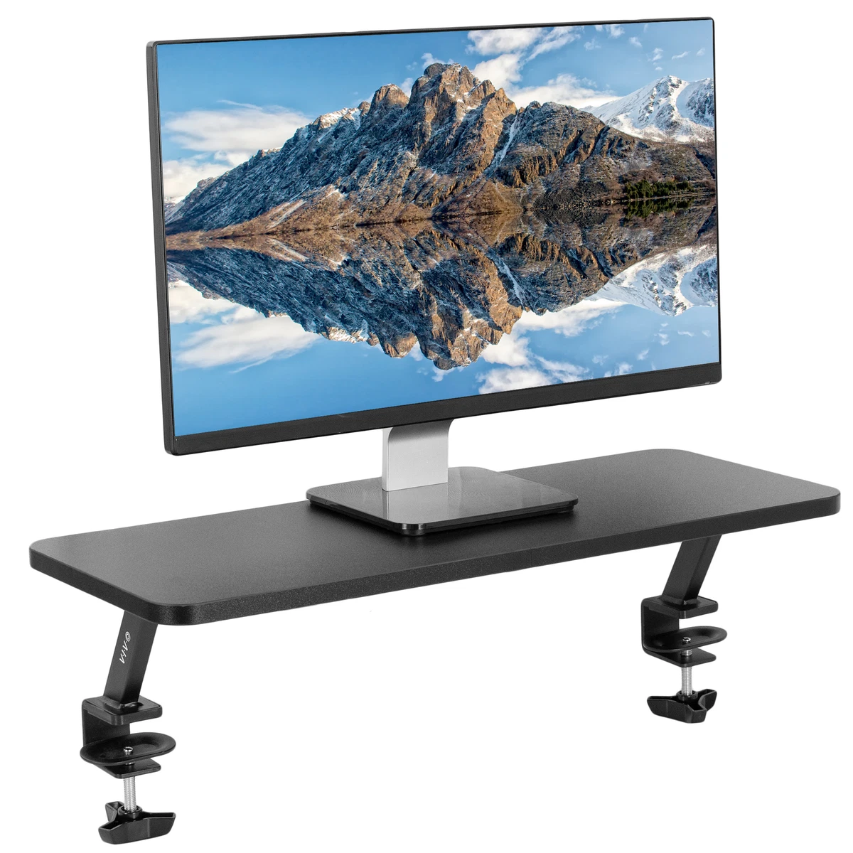 Small desk with monitor shelf outlet