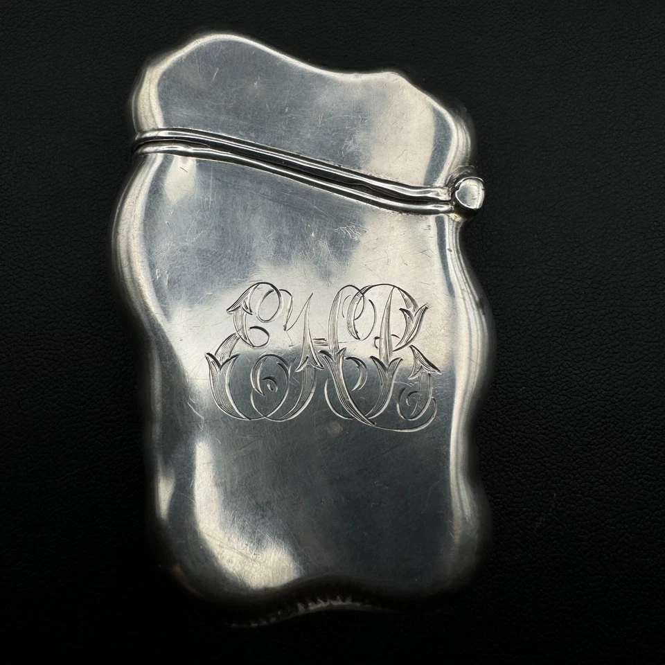 Antigua caja fuerte de plata esterlina querubines putti ornamentada FIRMADA Foto 4 de 4