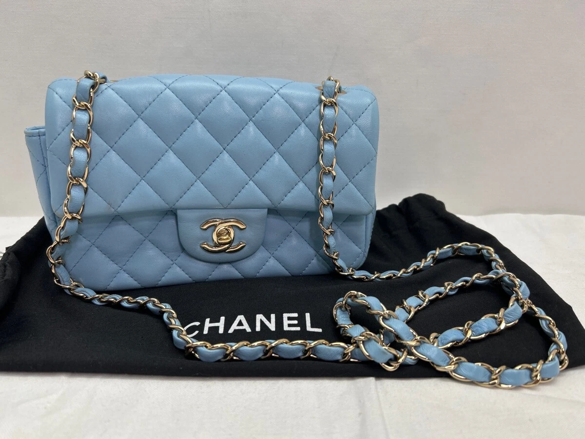 CHANEL Blue Classic Mini Flap Bag Lambskin Rectangular GHW 22S (NJL024658)