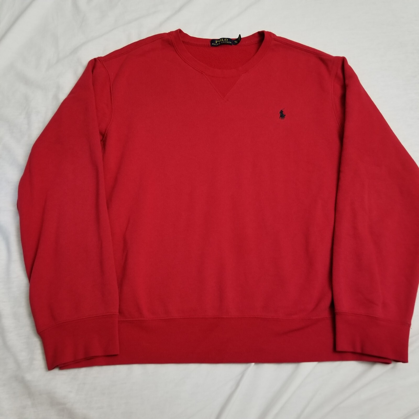 Polo Ralph Lauren Felpa Uomo XL Girocollo Rosso Blu Pony Pullover Maglione
