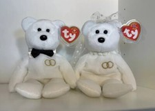 TY Beanie Babies - SET OF 2 - MR. and MRS. Bear Groom Bride 8.5 inch