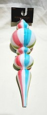1 Robert Stanley 11" Glass Christmas Ornament: Pastel Colors Round Finial - NWT