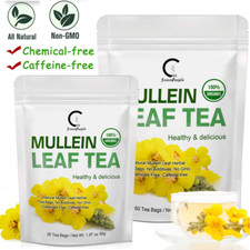 Organic Mullein Leaf Tea Bags Lung Cleanse Respiratory Herbal Tea Caffeine-Free