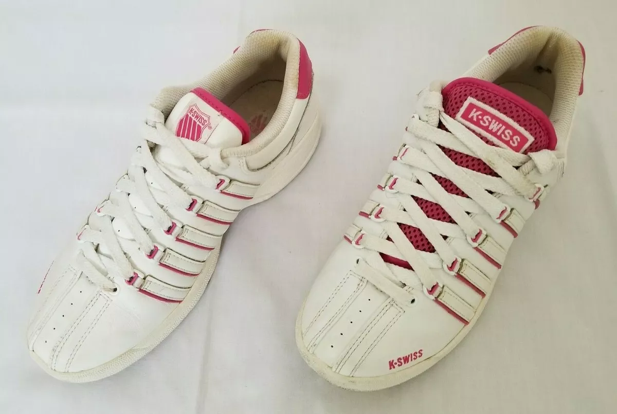 Women Sz 7.5 White Pink KSwiss Reversible Tongue Technology Tennis Shoes 9828153