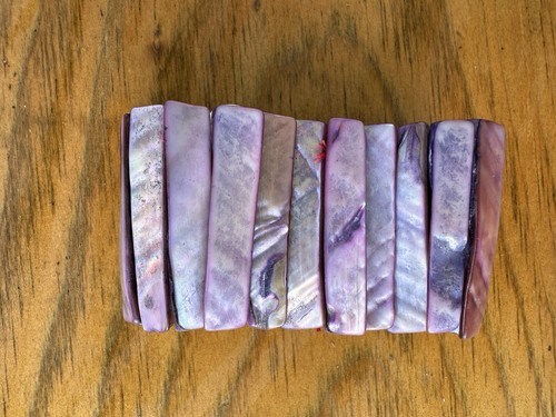 PurpleMother Of Pearl Coastal Art Shell Mermaid Beach Bracelet Shells Chunky Str - Picture 5 of 16