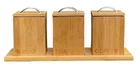 Bamboo Wooden Tea Coffee Sugar Storage Jars Set With Tray Organizer Kitchen Home