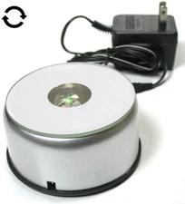 3" Glass Crystal Display Base Stand with Led Rotating Light Color Changing Decor