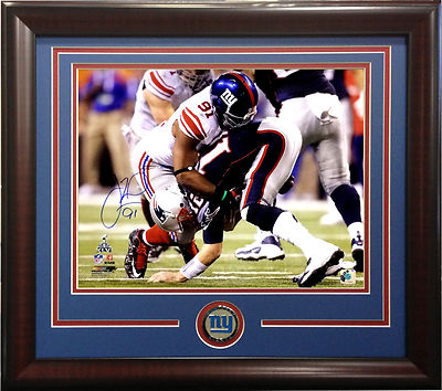 Justin Tuck Giants signed 16x20 photo Framed Super Bowl Sack Auto Tom Brady  JSA