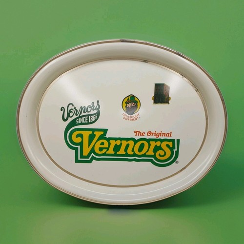 Vernor's Ginger Ale Metal Oval Soda Pop Serving Tray Detroit Michigan Gnome