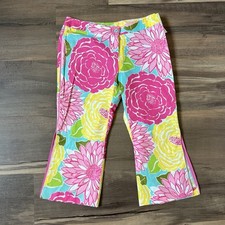 Vintage 90s Y2K Lilly Pulitzer Floral Wide Leg Capri Pants - Size 4